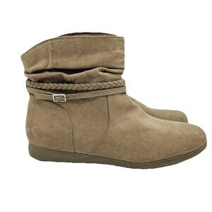 St Johns Bay Boots Womens Size 9.5M Brown Kenzie Booties Braided Slip On Comfort